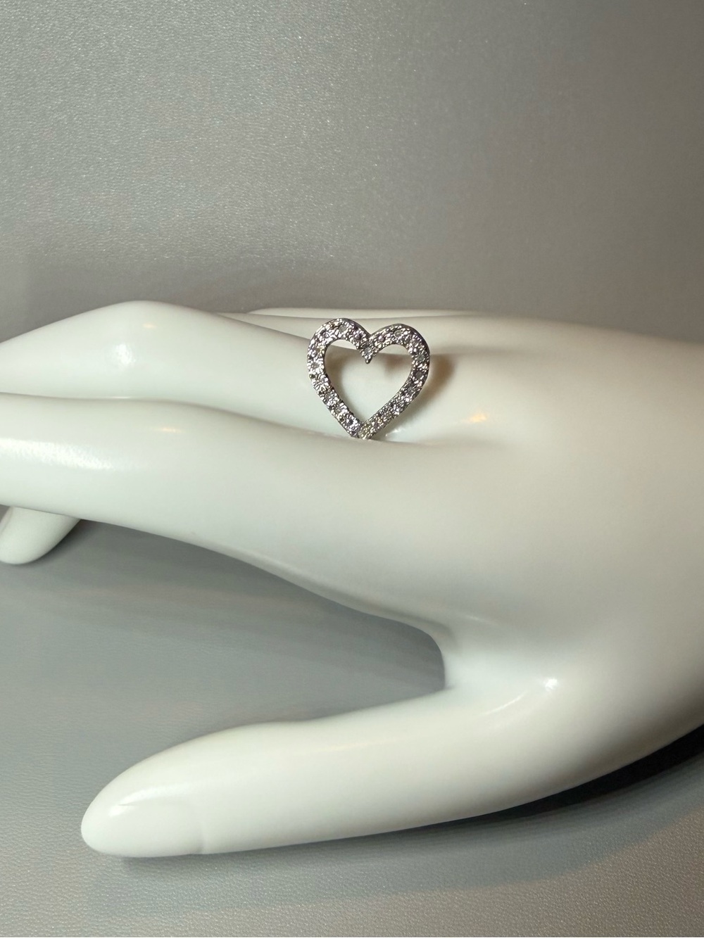Macy's Silver-Tone Open Heart Pendant with Clear Stones